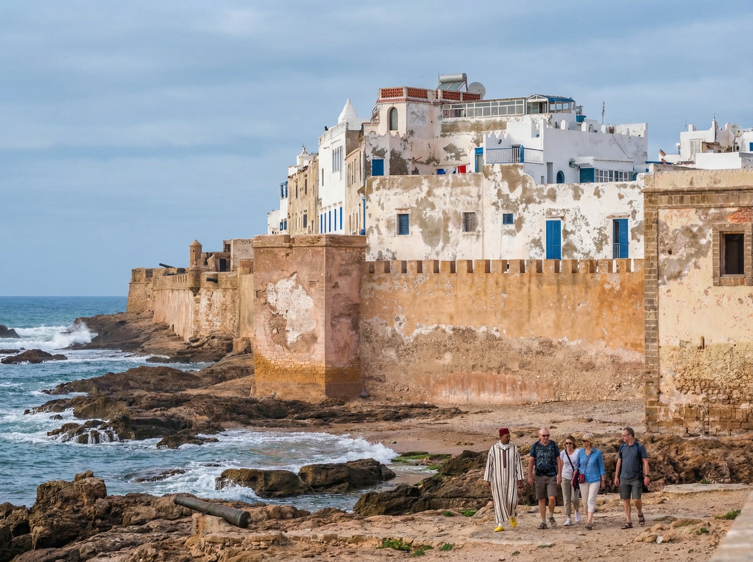 Essaouira Portuguese ramparts and fortifications with ocean view